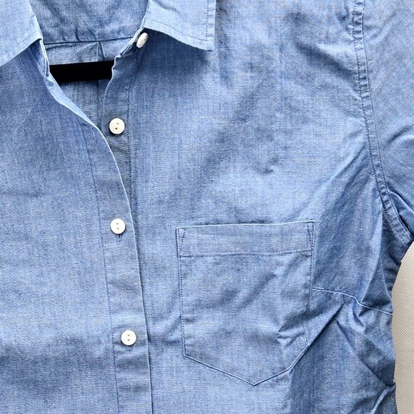 NWT UNTUCKit VALORI 100% COTTON DENIM CHAMBRAY BUTTON FRONT LONG SLEEVE SHIRT - Picture 4 of 8